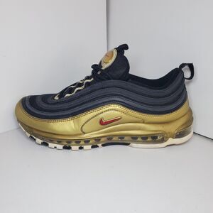 Nike Air Max 97 Black Gold Red Sneakers Mens 10.5 Streetwear Retro VTG Shoes
